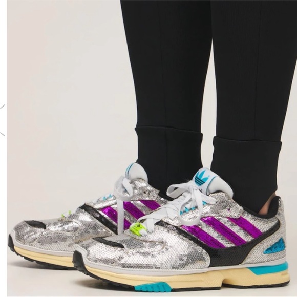 ADIDAS ORIGINALS ZX 4000 SEQUINED SNEAKERS size 7 sparkle sequin phish holiday - Picture 2 of 11